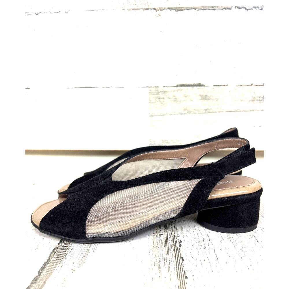 BeautiFeel Womens 6 Black Suede Nude Mesh Ofelia Slingback Heel Sandal